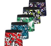 TEMU Conjunto de 5 bóxers modernos para niños con diseños de fútbol, ropa interior deportiva de moda, calzoncillos de fútbol brillantes, regalo de ideal para jóvenes entusiastas del fútbol