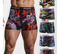 TEMU Conjunto de 5 bóxers para hombre, con estampado digital para uso diario casual, fabricados con tela elástica cómoda que absorbe la humedad, ropa interior