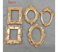 TEMU Conjunto de 5 Marcos para Fotos en Resina Estilo Europeo con Acabado - Diseño Floral Complejo para Exhibición de Joyas y Decoración del Hogar