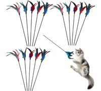 TEMU Conjunto de 5 Palos para Atraer Gatos, Palos con Plumas de Fibra Artificial, Palos de Peluche Adecuados para Provocar a , Duraderos y Divertidos, Ideales para que Jueguen
