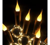 TEMU Conjunto de 5 Velas LED en Botella con Luzes de Cadena Alimentadas por Batería, Cable Plateado Mini Luces de para Decoración DIY, Fiesta, Navidad y