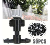 TEMU Conjunto de 50 boquillas de nebulización de plástico gris, cabezales de rociadores de rosca universal para sistemas de riego de jardines y refrigeración - Accesorios de riego agrícola