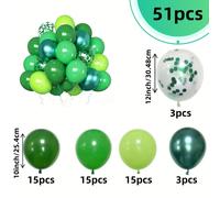 TEMU Conjunto de 51 globos verdes con globos de verdes, globos de látex para fiestas temáticas de dinosaurios y bosque, , fiestas de , de género - Tema de caza en y decoraciones de