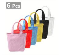 TEMU Conjunto de 6 Bolsas de Lona Mini Reutilizables en Diferentes Colores, Bolsas de Compras de Poliéster, Fiambreras, Bolsillos Portátiles para Almacenamiento, Bolsas de Regalo DIY para Múltiples