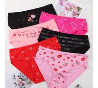 TEMU Conjunto de 6 Bragas para Mujer con Estampado de Corazones y para San Valentín - Suaves, Cómodas, Lencería en , Rosa, con Diseños de "", "Sé Mía" y "Te ", Lindo Lencería