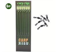 TEMU Conjunto de 6 líneas de pesca con PE y anzuelos de acero al carbono, mango curvado y eslabón giratorio, línea trenzada de 35 libras, de cambio rápido y anillo de 8