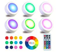 TEMU Conjunto de 6 Luces LED RGB para Armarios con Control Remoto - Cambio , Funcionan con Pilas (Sin Enchufe), 8 Colores Vibrantes, Instalación Fácil para Armarios y Pasillos