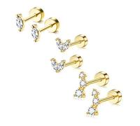 TEMU Conjunto de 6 Pendientes de Botón Hipoalergénicos de Acero Inoxidable de 20G para Mujeres, Joyería de CZ para Perforación de Cartílago, Concha y Hélix