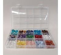 TEMU Conjunto de 600 Piezas de Cuentas de Piedras Preciosas Vibrantes - , , Ágata, y Cristales de - Piedras Sueltas Pulidas en Organizadora para Hacer Joyería y Decoración del Hogar