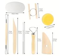 TEMU Conjunto de 8 herramientas de madera para cerámica para esculpir, , recortar y limpiar - Kit de tallado y modelado de cerámica sin cargar para principiantes