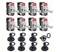 TEMU Conjunto de 8 Interruptores Tipo Palanca, de 2 Pines para Bruja 15A 250V, Encendido-APAGADO Resistente para Barcos, y Embarcaciones
