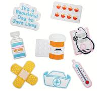 TEMU Conjunto de 8 Pegatinas Bordadas del Equipo Médico de Rescate, Serie de Termómetros y Pastillas Decorativas en Tela para Planchar, Accesorios para Ropa
