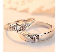 TEMU Conjunto de Anillos de Moissanita en Plata 925 Elegante, 0.5ct*2 Anillos Ajustables para , Diseño de Lujo en el Vintage para Hombres y Mujeres, para , Boda, Fiestas y Regalos con