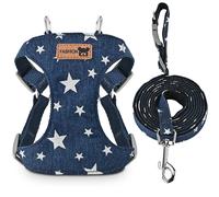 TEMU Conjunto de Arnés, Chaleco y Correa para Perros Pequeños/Medianos - Ropa Vaquera Estilo Jeans con Diseño en - Abrigo Vestimentario Teddy Terrier Cachorro Accesorio Mascota