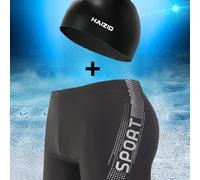 TEMU Conjunto de bañador tipo bóxer y gorro de natación para hombre adulto, conjunto de ropa de baño de secado rápido -vergüenza