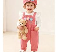 TEMU Conjunto de bebé recién nacida para y otoño con estilo y bordado floral 3D, mameluco de larga y un conjunto de sombrero, ideal para exteriores.