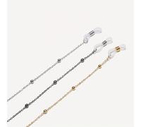 TEMU Conjunto de : Cadena para gafas, con cuentas en colores dorado, plateado y negro, correa para gafas.
