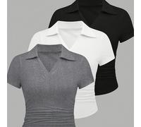 TEMU Conjunto de Casual para Mujer con Cuello en V y Color Sólido DP111165