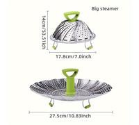 TEMU Conjunto de cestas de vapor de acero inoxidable - Vaporera plegable para cocinar pescado, , pan y verduras - Utensilios de cocina esenciales