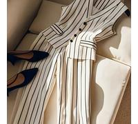 TEMU Conjunto de Chaleco y Pantalones a Rayas Estiloso y Único para Mujer con un Look y