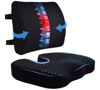 TEMU Conjunto de Cojín para Asiento y Almohada de Soporte para Silla de Oficina, Coche, Cojín de Espuma Viscoelástica para la Parte Inferior de la Espalda y de , Lavable para Cojín de Asiento de Coche