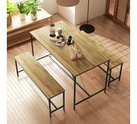 TEMU Conjunto de comedor HOMCOM de 3 piezas, conjunto de mesa de cocina, mesa de comedor con 2 bancos para 4 , conjunto de comedor, conjunto de mesa para cocina, ,