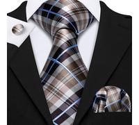 TEMU Conjunto de corbata para hombre que una corbata jacquard a cuadros, un pañuelo de bolsillo y gemelos, para de negocios