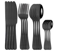 TEMU Conjunto de cubiertos de acero inoxidable negro de 16 piezas, cubiertos clásicos para el hogar, restaurante, cafetería, boda, negocios, banquete, , tenedor, juego de cucharas para 4 .
