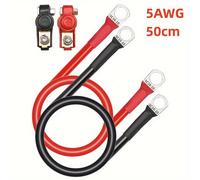 TEMU Conjunto de de batería de 2 piezas/paquete, cable de batería de coche de 50 mm2 5 AWG con de anillo, cable de cobre, 12V cable de batería de motocicleta