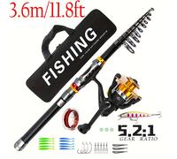 TEMU Conjunto de de Fibra de Carbono Ultra-Duradero de 5.9-12ft - Telescópico, Potencia Media- para