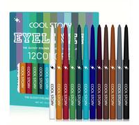 TEMU Conjunto de delineador de ojos resistente con 12 colores de mate, profesional y de larga duración, en crema y gel. Colores de neón , negro, , marrón y verde. Regalo de cosméticos para mujeres.