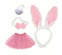 TEMU Conjunto de Disfraces D de 4 Piezas con Accesorios para Mujeres, con Orejas de , Cuello con Pajarita, Falda Tutú con de para de Cosplay y Santa