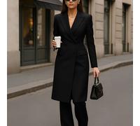 TEMU Conjunto de dos piezas de moda 2025 para ir al trabajo, con un estilo formal y , que un abrigo largo cruzado de botonadura estilo y pantalones con bolsillos, un conjunto elegante y de .