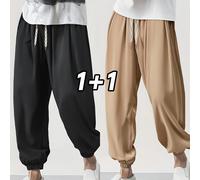 TEMU Conjunto de dos piezas de pantalones harem versátiles para hombre, perfectos para el ocio al , con pantalones tipo farol holgados y elegantes, transpirables y de pierna acampanada.
