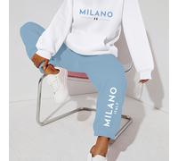 TEMU Conjunto de Dos Piezas para Mujer Otoño e Invierno: Sudadera con Capucha y Cremallera de Bloque de Color con Estampado Geométrico de , Top de Media Capucha de y Pantalones Jogger