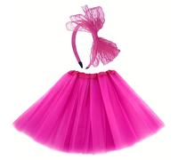 TEMU conjunto de dos piezas una falda abullonada, una , accesorios para juegos y detalles para un festivo con temática de la década de 1980.