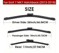 TEMU Conjunto de escobillas limpiaparabrisas delanteras y traseras para VW Golf 7 MK7 Hatchback 2012-2018: Parabrisas delantero 26" + 18" + 11"