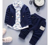 TEMU Conjunto de Estilo con Estampado Floral para Niños: Ideal para /Otoño y Actividades al Aire Libre