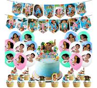 TEMU Conjunto de fiesta de infantil Disney Moana de 30 piezas para niños y niñas, decoraciones para habitacións, hogar, graduaciones estudiantiles y Navidad, Pascua, decoraciones perfectas para