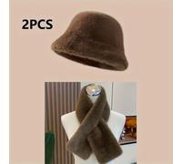 TEMU Conjunto de invierno de dos piezas con gorro y bufanda cuello, diseñado para ser cortavientos y para mayor , para actividades al aire libre en otoño e invierno