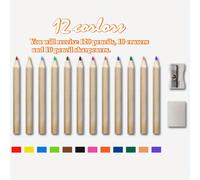 TEMU Conjunto de lápices mini de 10 juegos / 120 piezas, juego con un borrador y sacapuntas, 12 lápices diferentes, adecuados como regalos de papelería, se pueden usar para dibujar, pintar