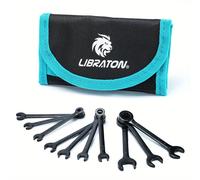 TEMU Conjunto de llaves de mini LIBRATON de 10 piezas, métrico 4-11 mm/SAE 5/32''-7/16'' con abierto y , acero al carbono, organizador , estuche.