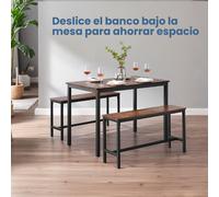 TEMU Conjunto de Mesa de Comedor y 2 Sillas, Juego de 3 Piezas, de Acero, Marrón y Negro Tinta