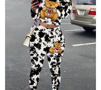 TEMU Conjunto de moda para mujer con estampado digital largo de oso