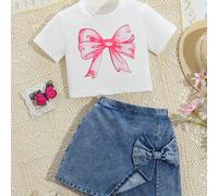 TEMU Conjunto de Moda para Niñas 2 Piezas: Short Manga Corta con Estampado de y 3D