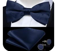 TEMU Conjunto de pajarita y pañuelo de bolsillo para hombre, 4 unidades, accesorios de esmoquin de satén ajustables para formales.