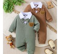 TEMU Conjunto de para bebé a con diseño de cuello y , con un lindo estampado de oso, para exteriores