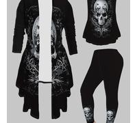 TEMU Conjunto de para mujer, moderno y elegante, que una camiseta sin con largas, pantalones largos y un estampado de calavera de noche .