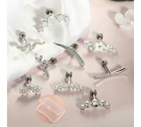 TEMU Conjunto de Pendientes de Acero Inoxidable para Mujeres con Opciones de Joyería para Perforaciones en el Cartílago, como CZ, Concha, Hélix, Inferior y Cartílago - 16G Hipoalergénico y Duradero