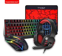 TEMU Conjunto de piezas para gaming: Teclado TF800, ratón, auriculares y mousepad